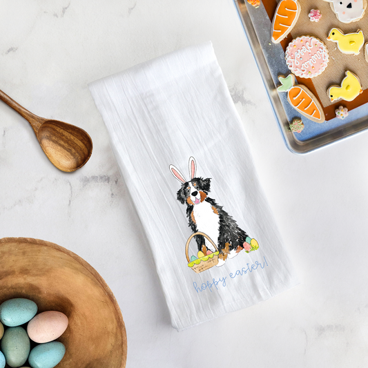 Bernese Mountain Dog Easter Funny Bunny Tea Towel