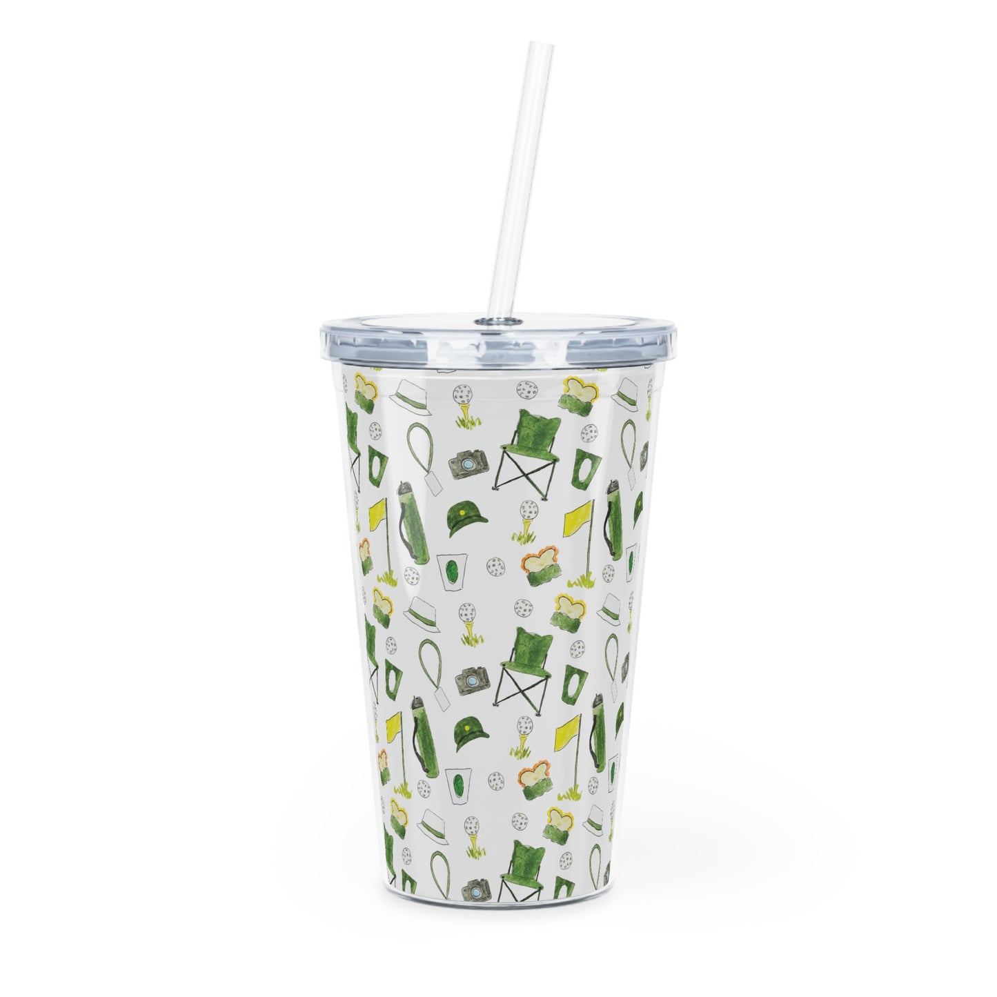 Golf Patron Pattern Plastic Tumbler with Straw