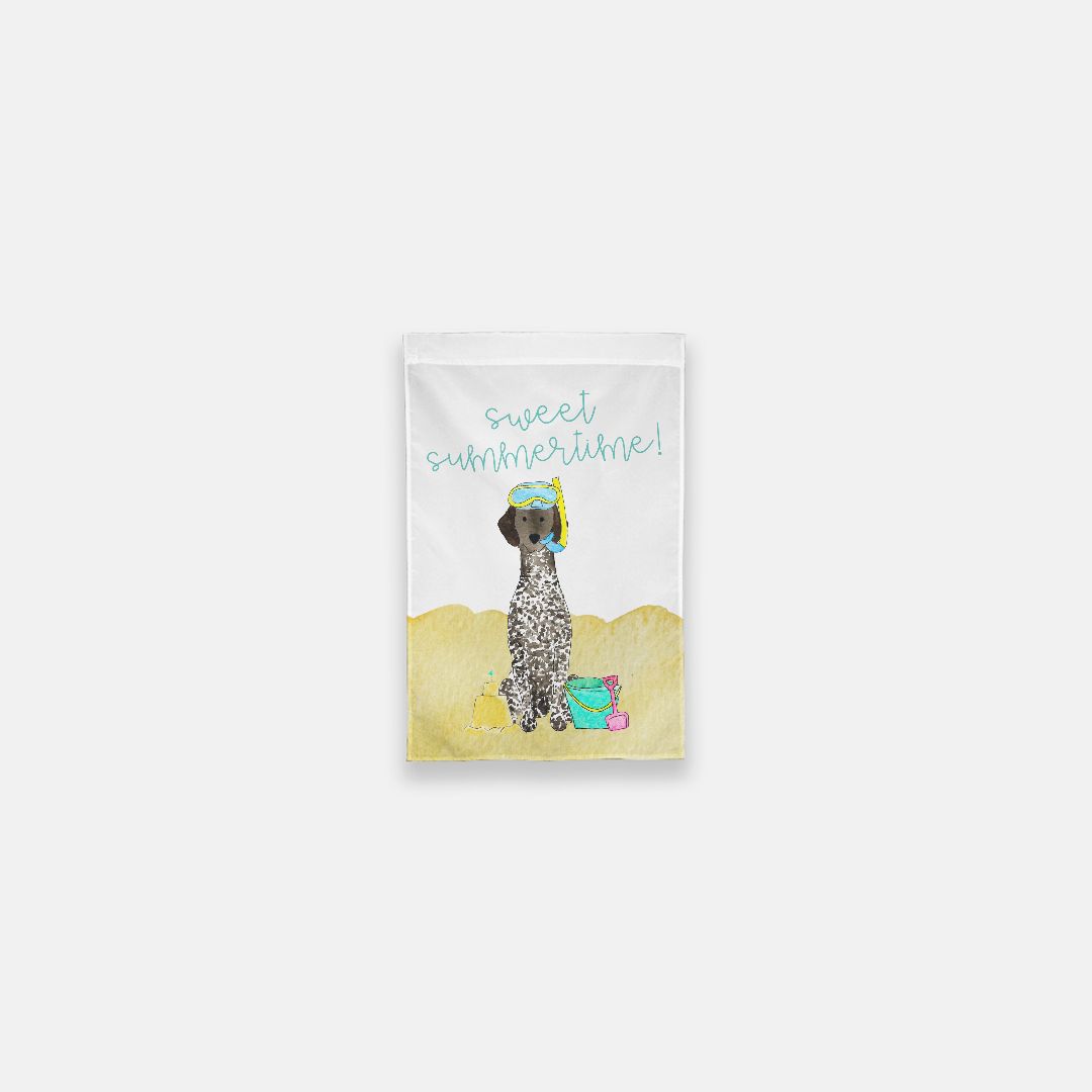 Sandy Summer German Shorthaired Pointer Garden Flag - 12" x 18"