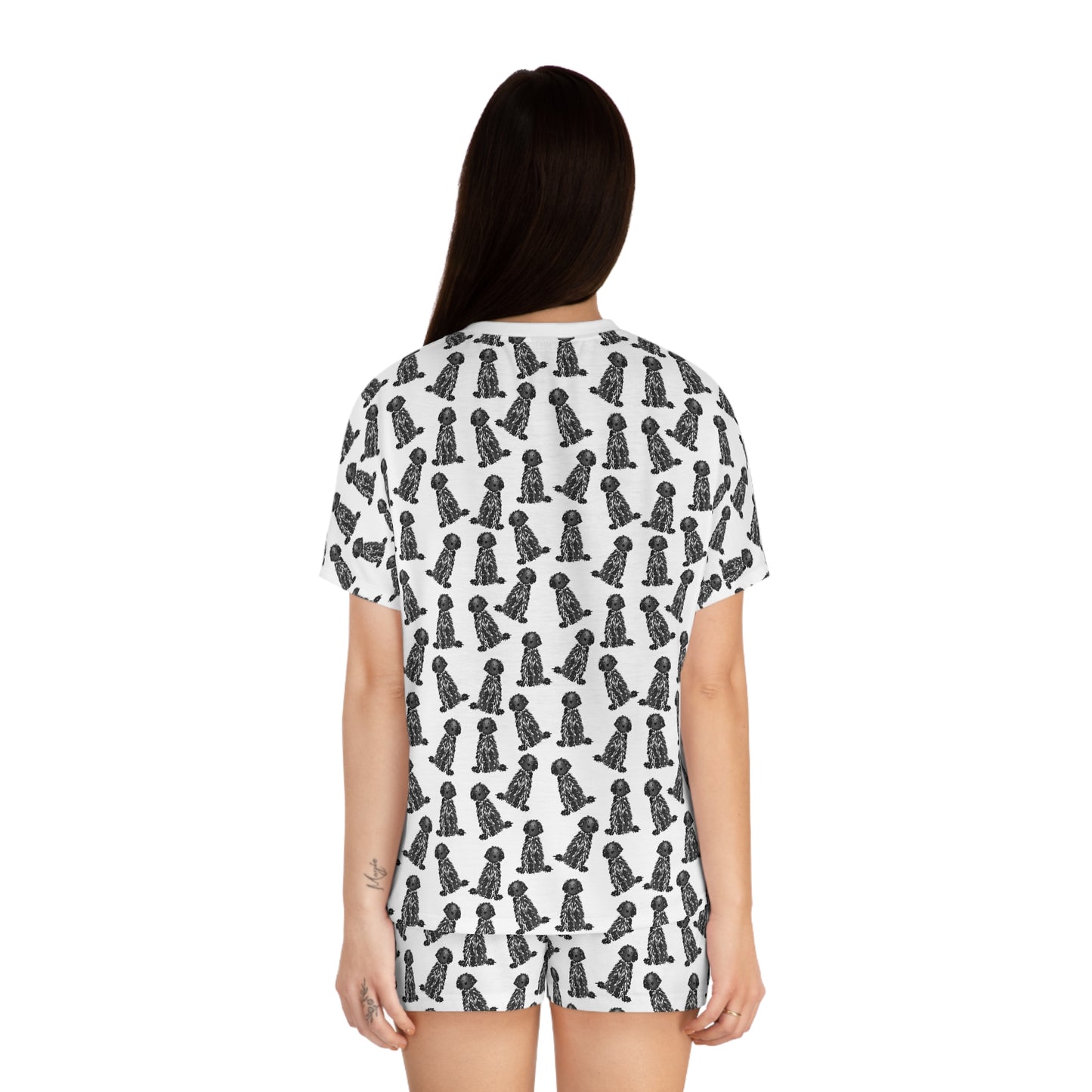 Black Doodle Short Pajama Set
