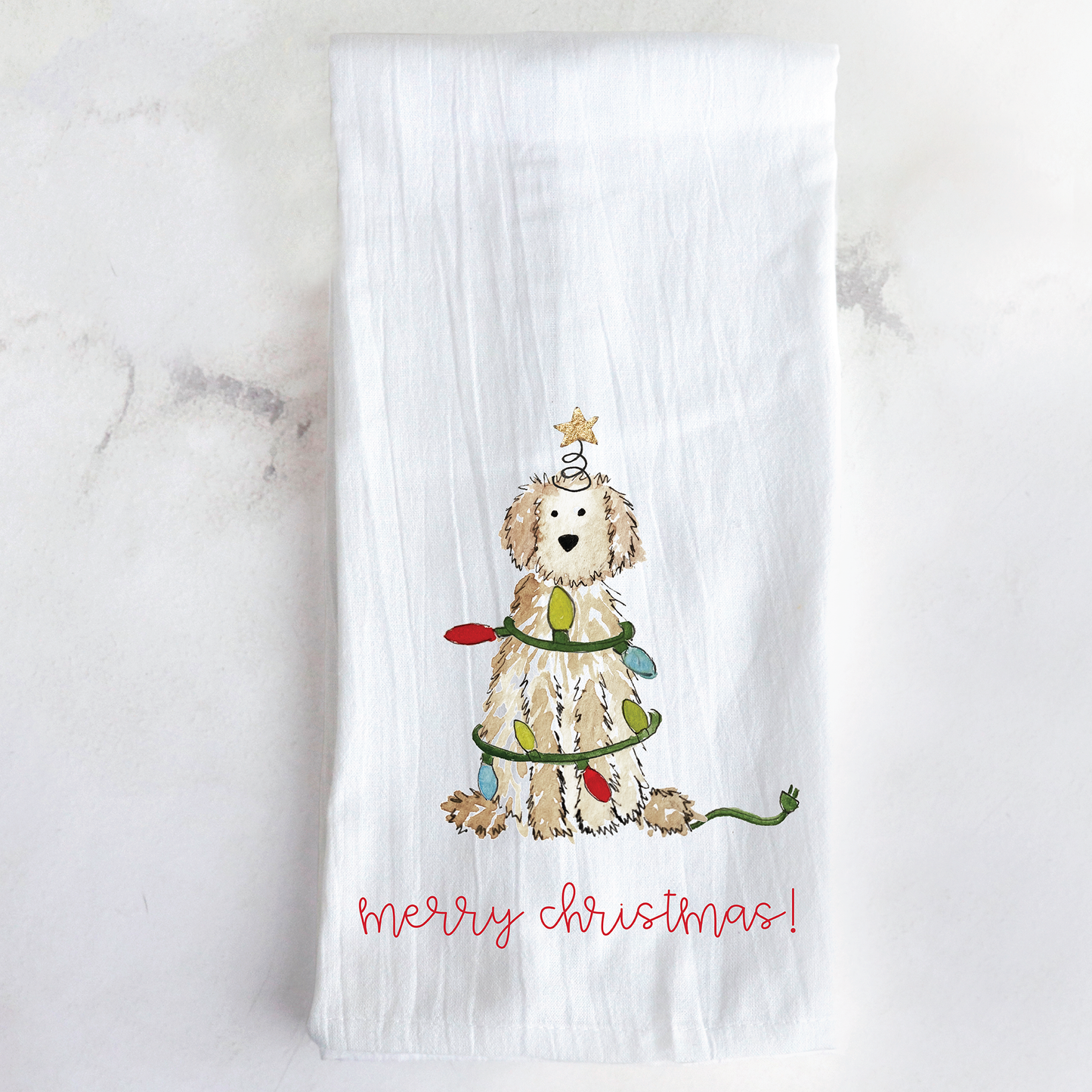 Festive Christmas Doodle Tea Towel