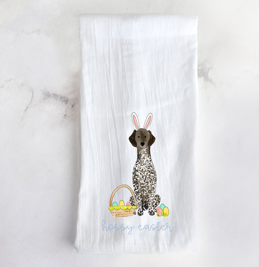 German Shorthaired Pointer Easter Bunny Tea Towel