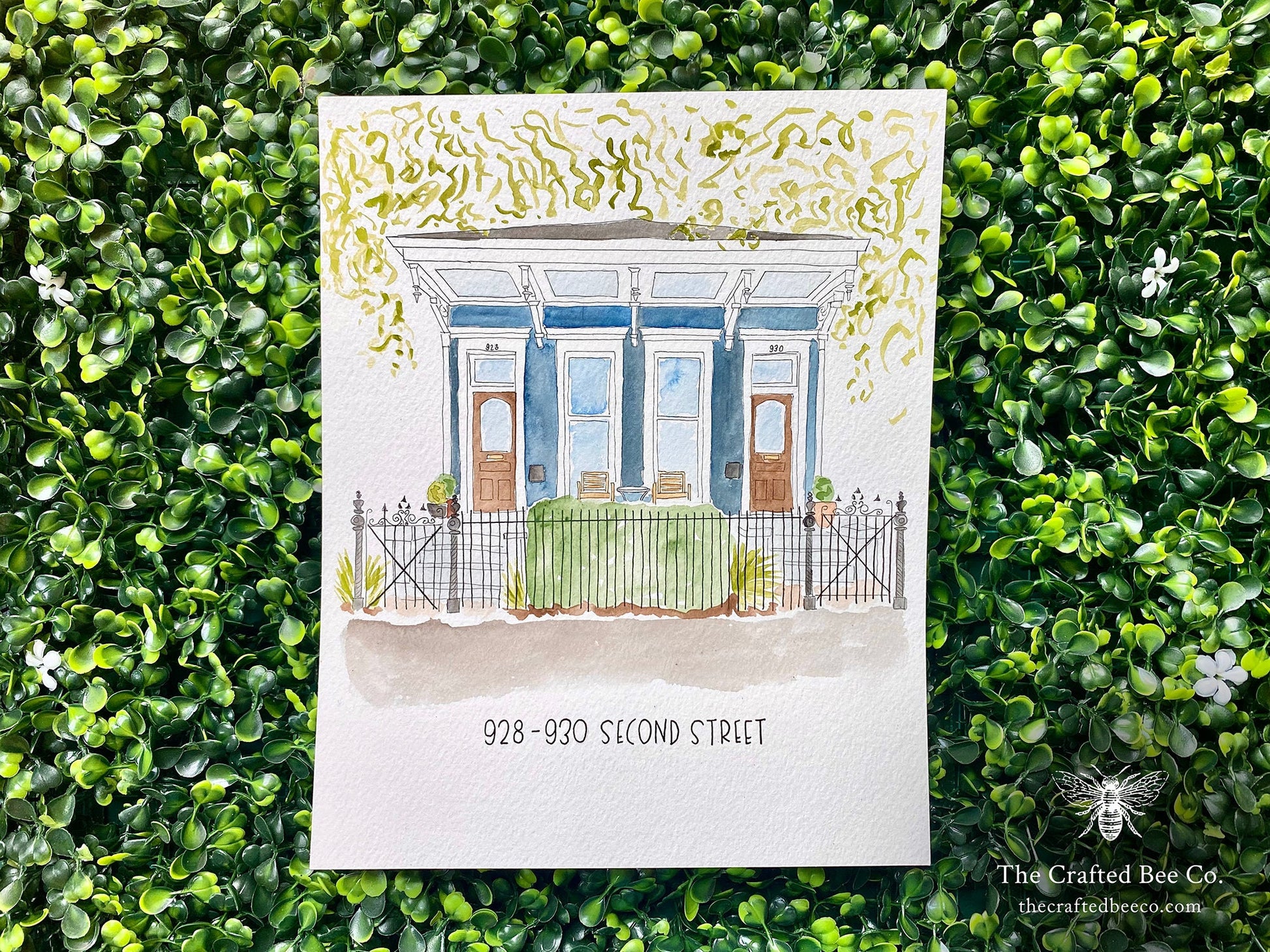 Watercolor illustration of a home – real estate closing gift