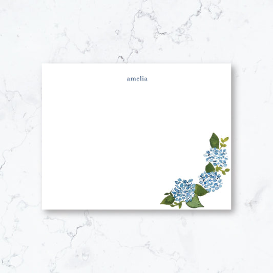 Personalized Hydrangea Stationery Set