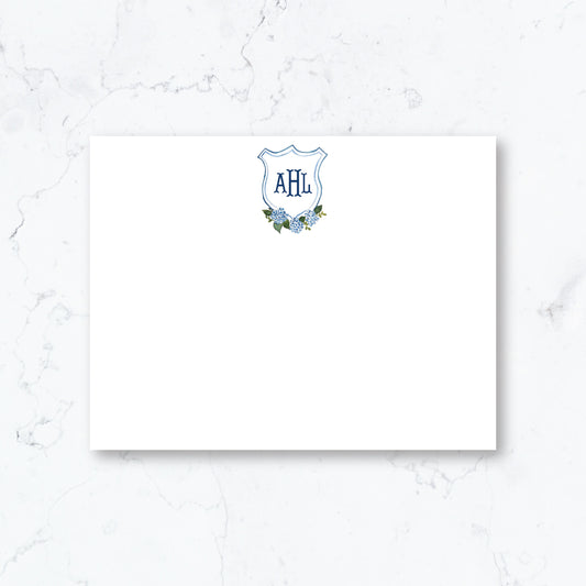 Personalized Hydrangea Crest Stationery Set