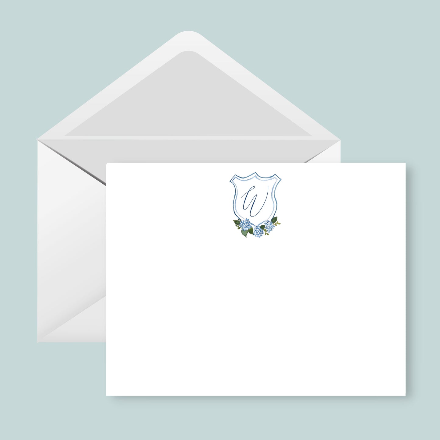 Personalized Hydrangea Crest Stationery Set