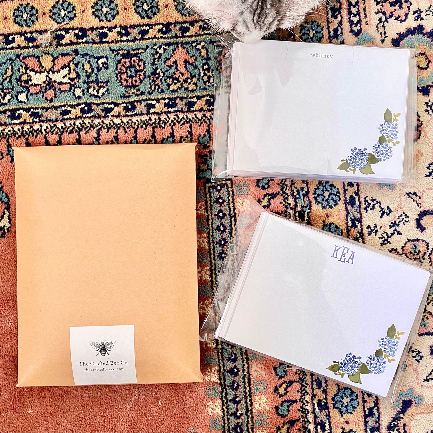 Personalized Hydrangea Stationery Set
