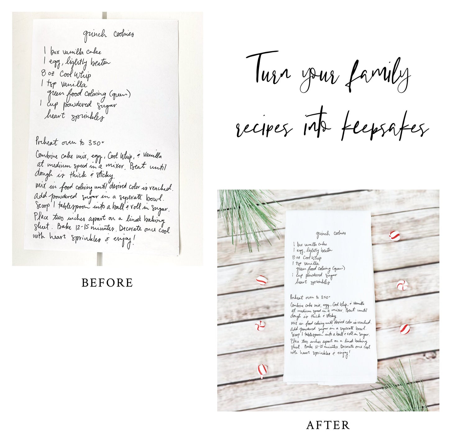 Personalized Handwritten Recipe Towel