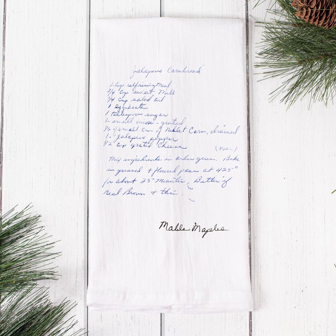 Personalized Handwritten Recipe Towel