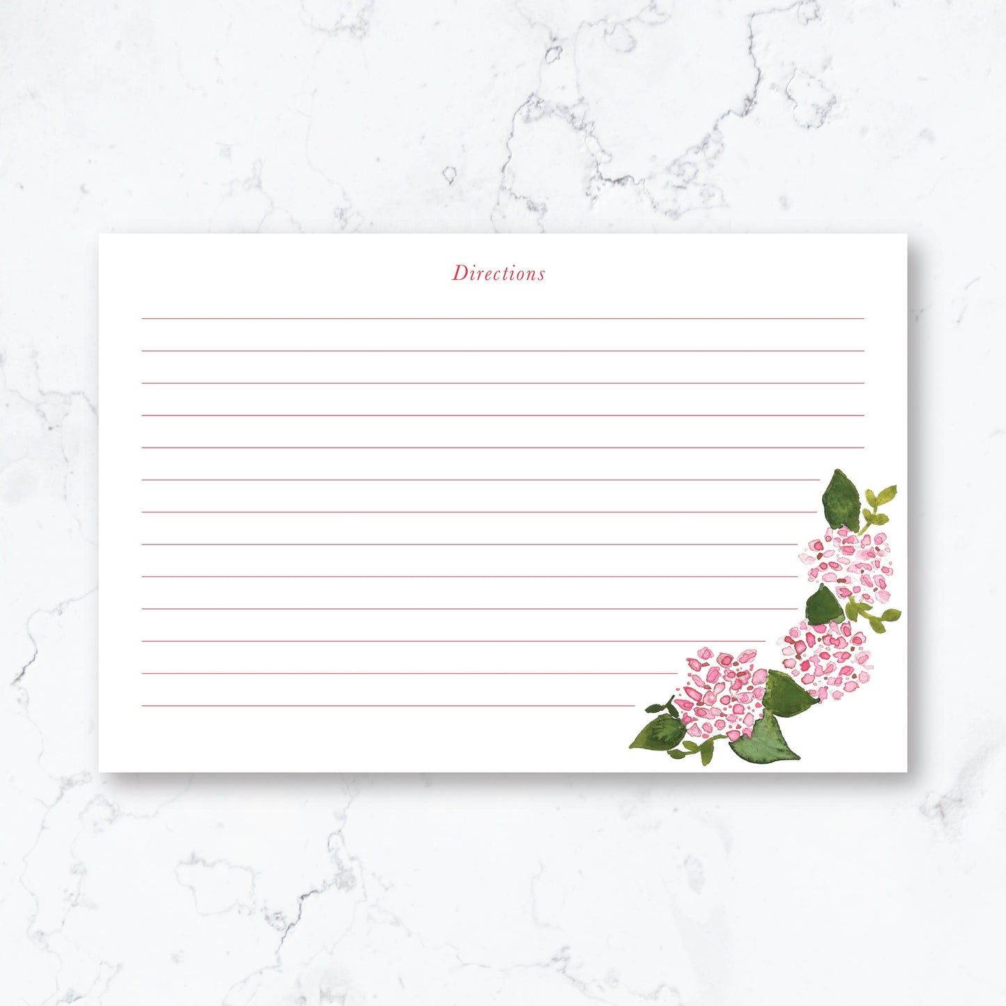 Personalized Pink Hydrangea Recipe Box Cards