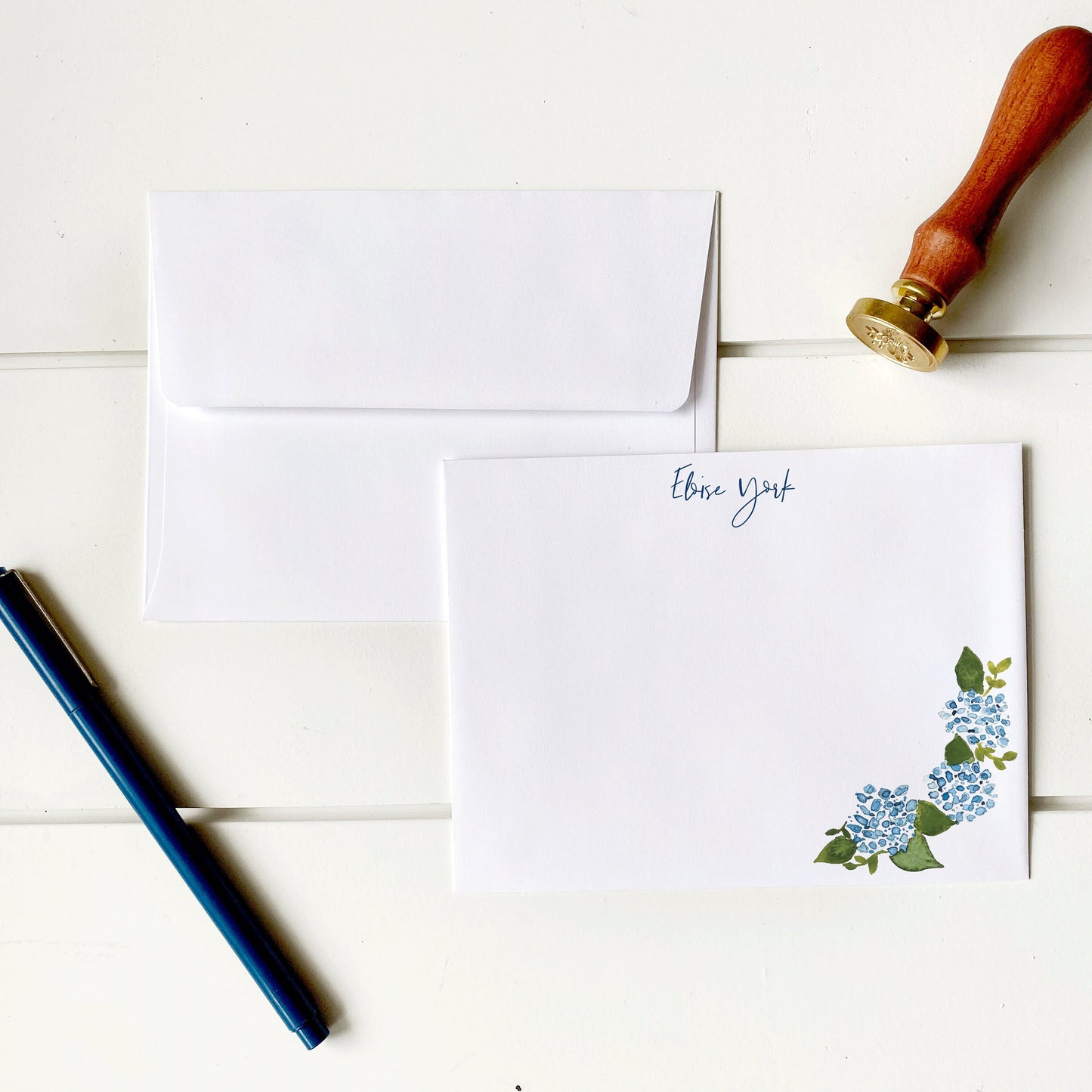 Personalized Hydrangea Stationery Set