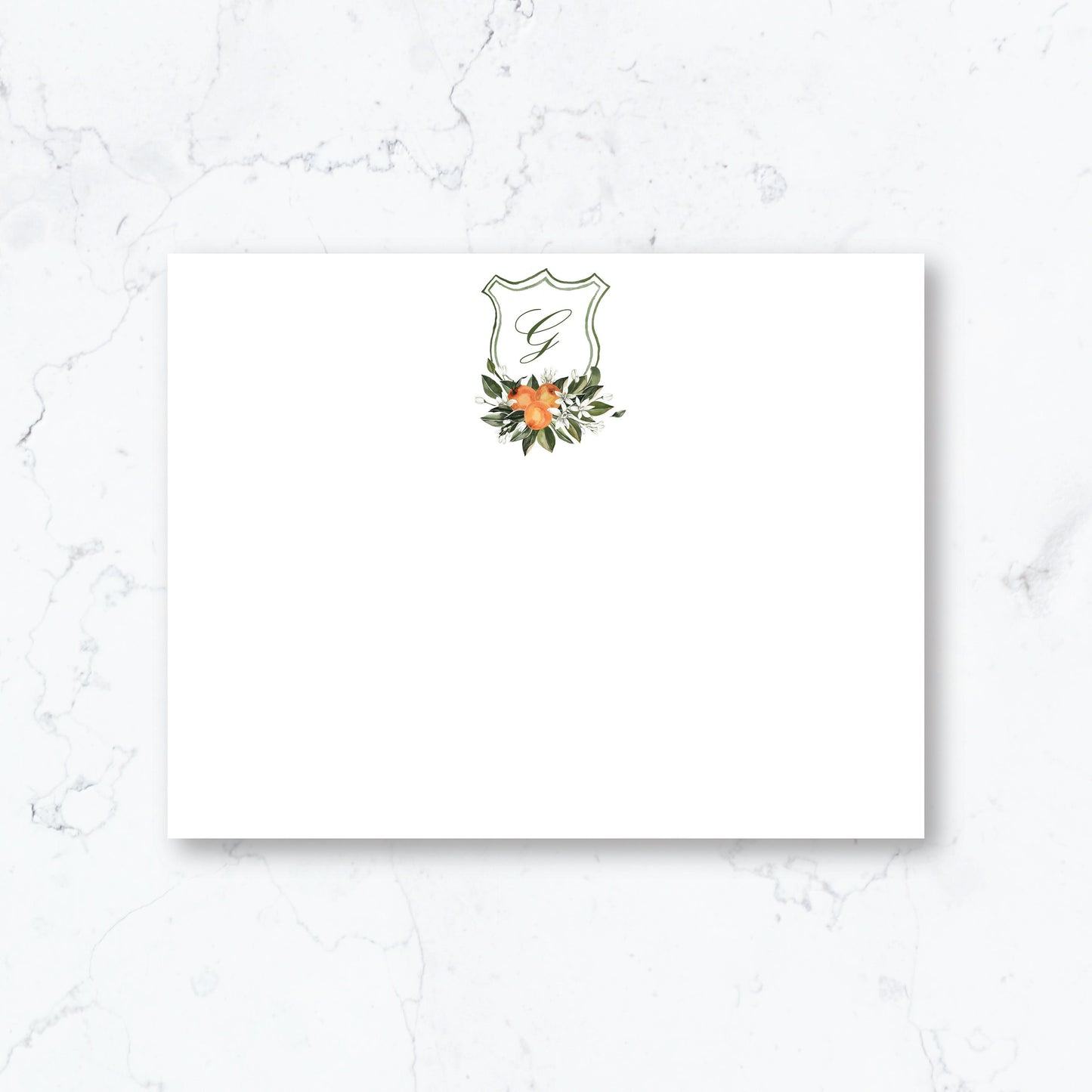 Personalized Citrus Crest Stationery Set