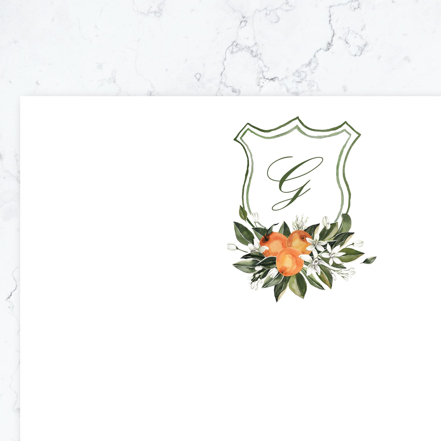 Personalized Citrus Crest Stationery Set