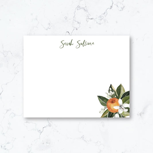 Personalized Citrus Orange Stationary Set