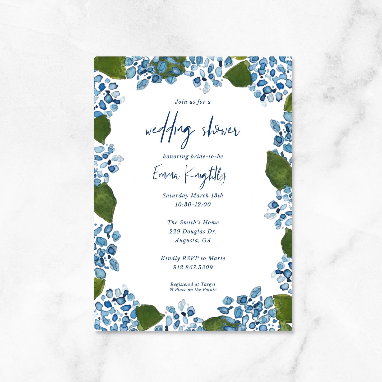 Hydrangea Wedding Shower Invitations