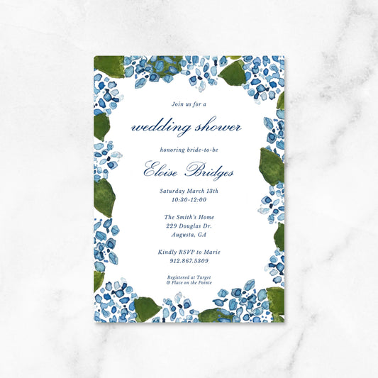 Hydrangea Wedding Shower Invitations