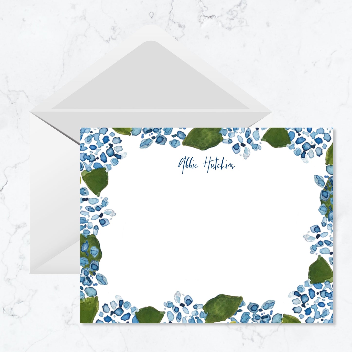Personalized Hydrangea Stationery Set