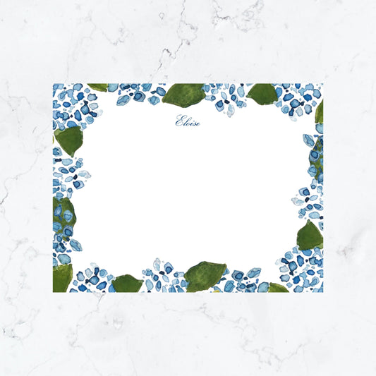 Personalized Hydrangea Stationery Set