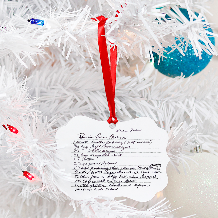 Personalized Handwritten Recipe Ornament