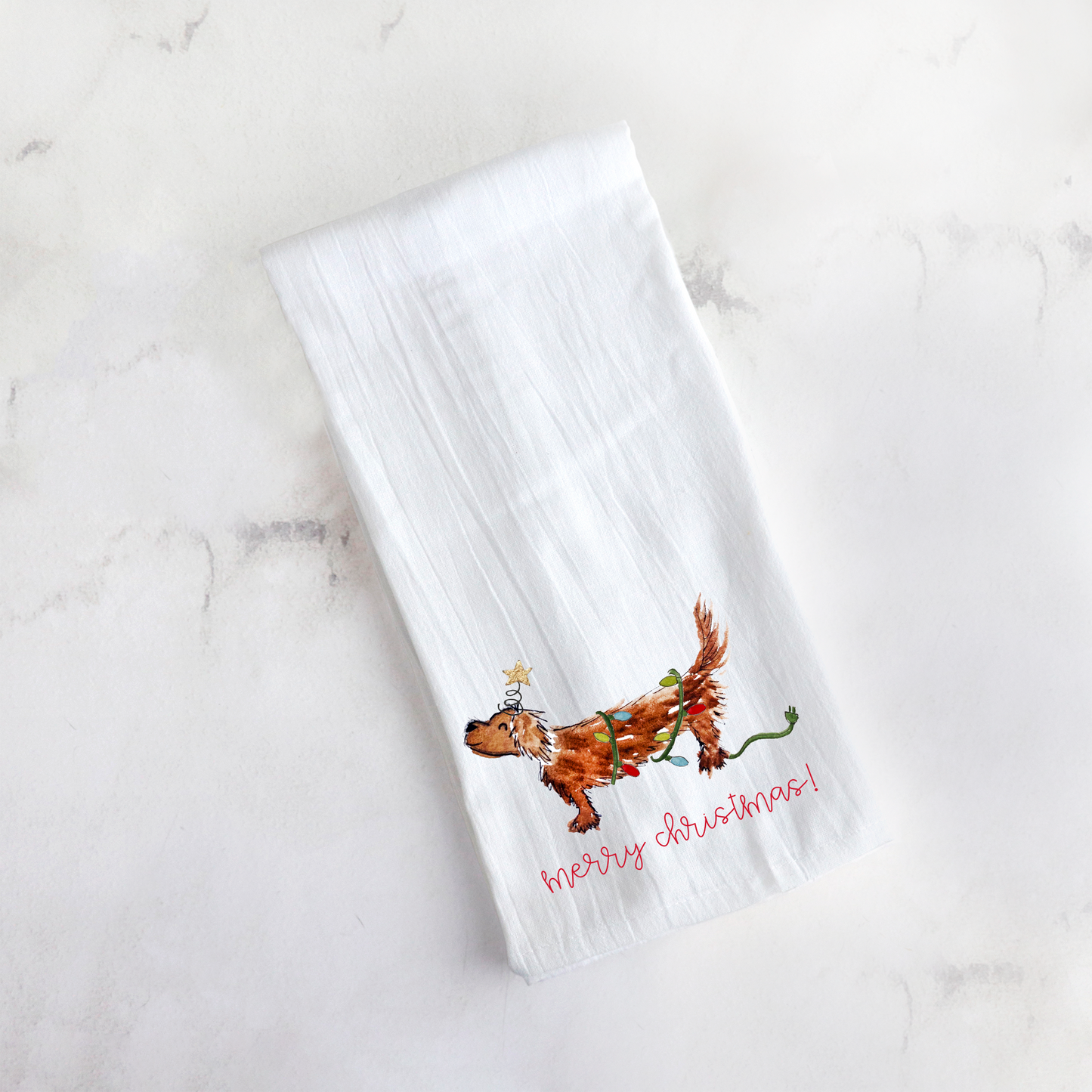 Christmas Dachshund Tea Towel