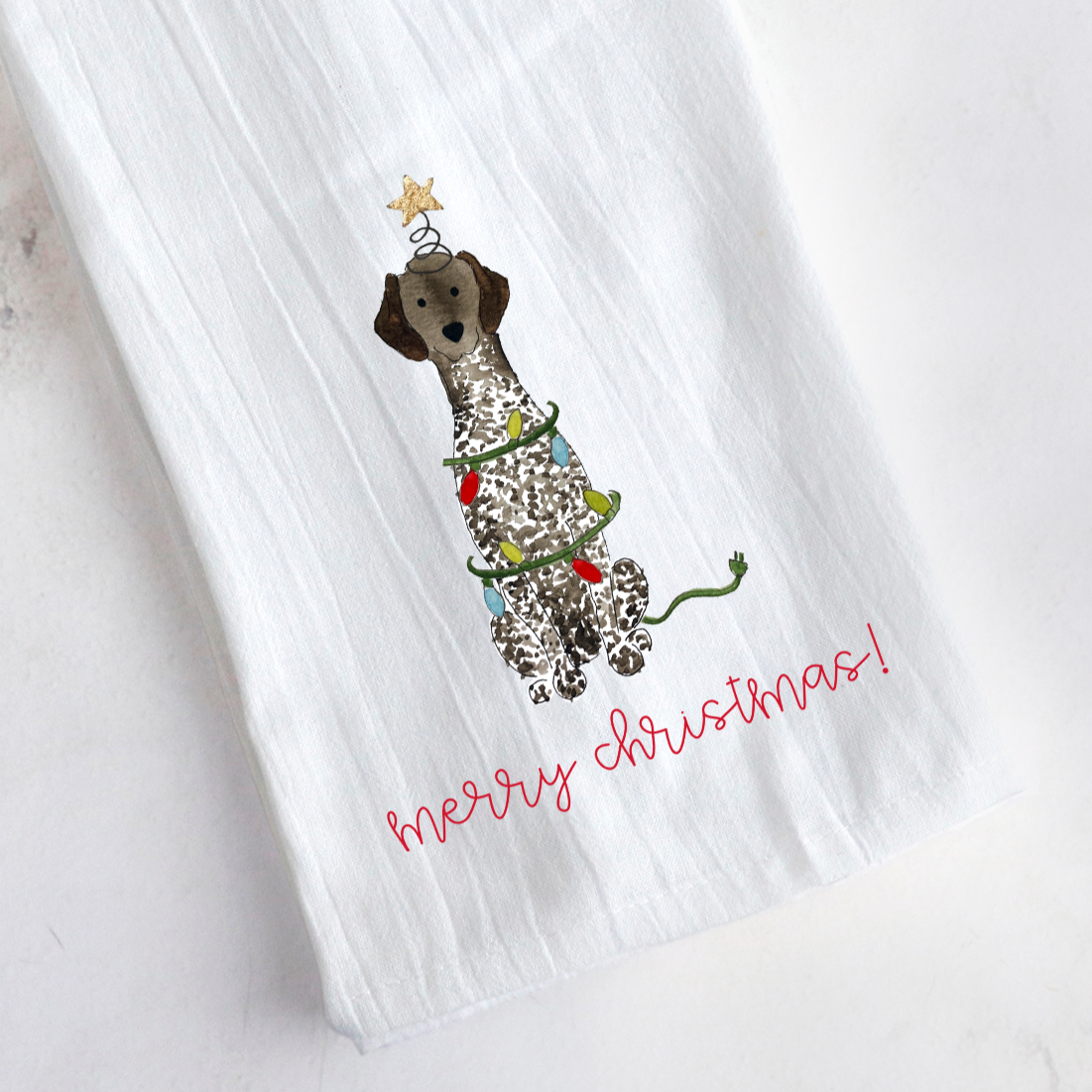 Christmas German Shorthaired Pointer Tea Towel