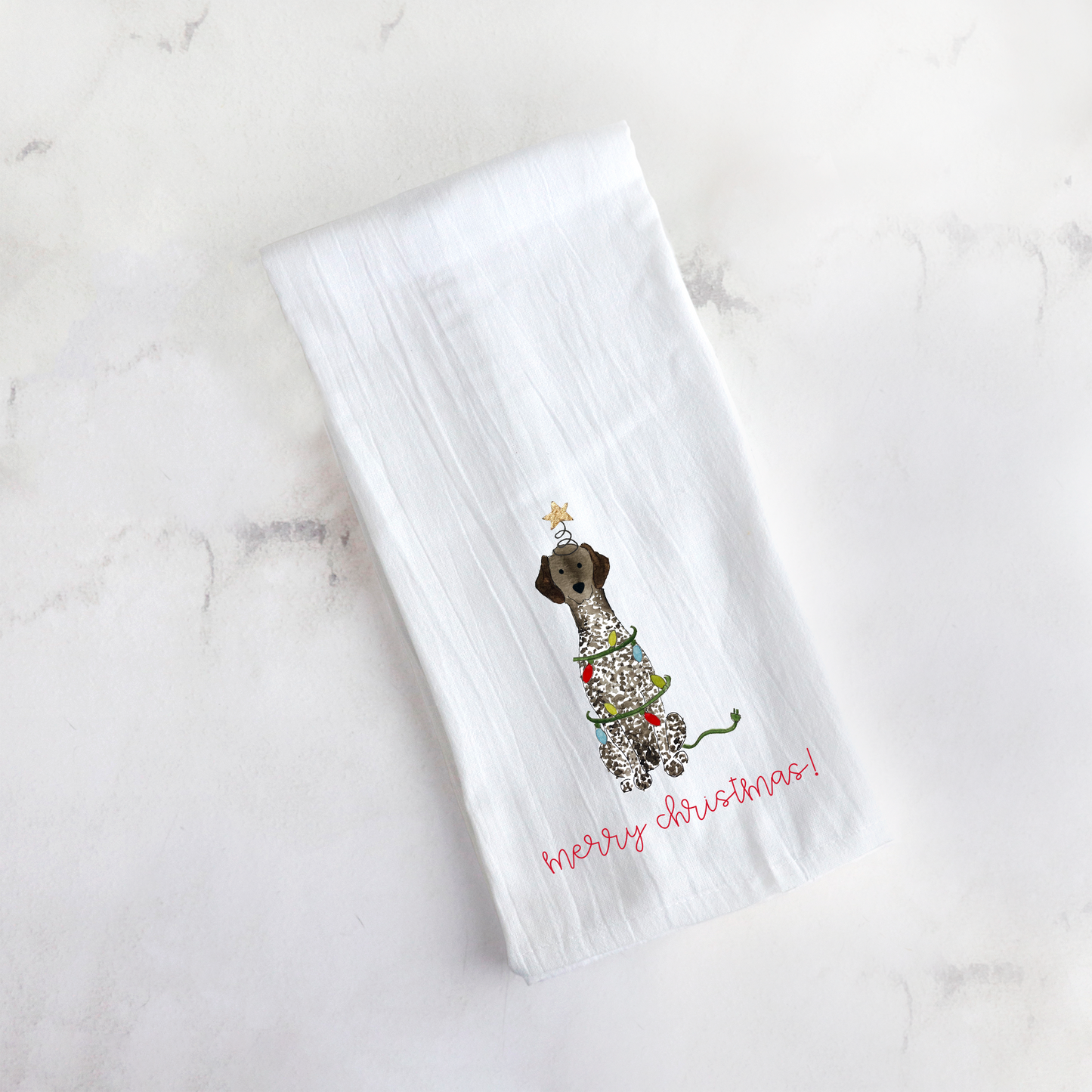 Christmas German Shorthaired Pointer Tea Towel