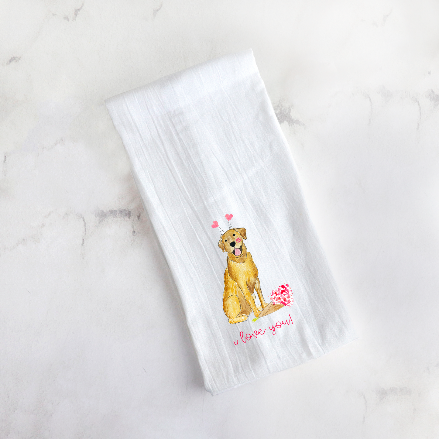 Lovey Dovey Valentine Lab Tea Towel