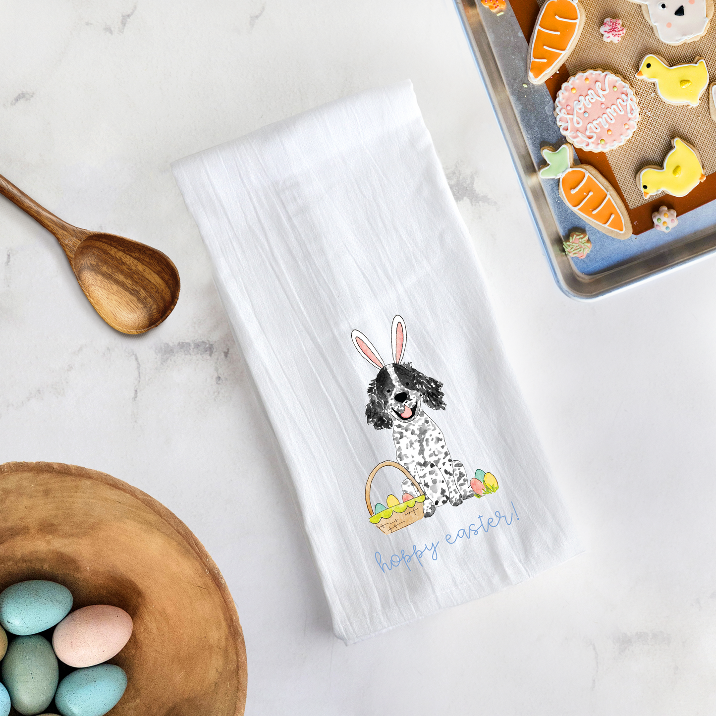 Spaniel Funny Bunny Tea Towel