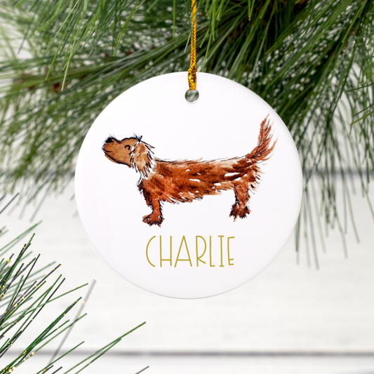 Personalized Dachshund Ceramic Ornament
