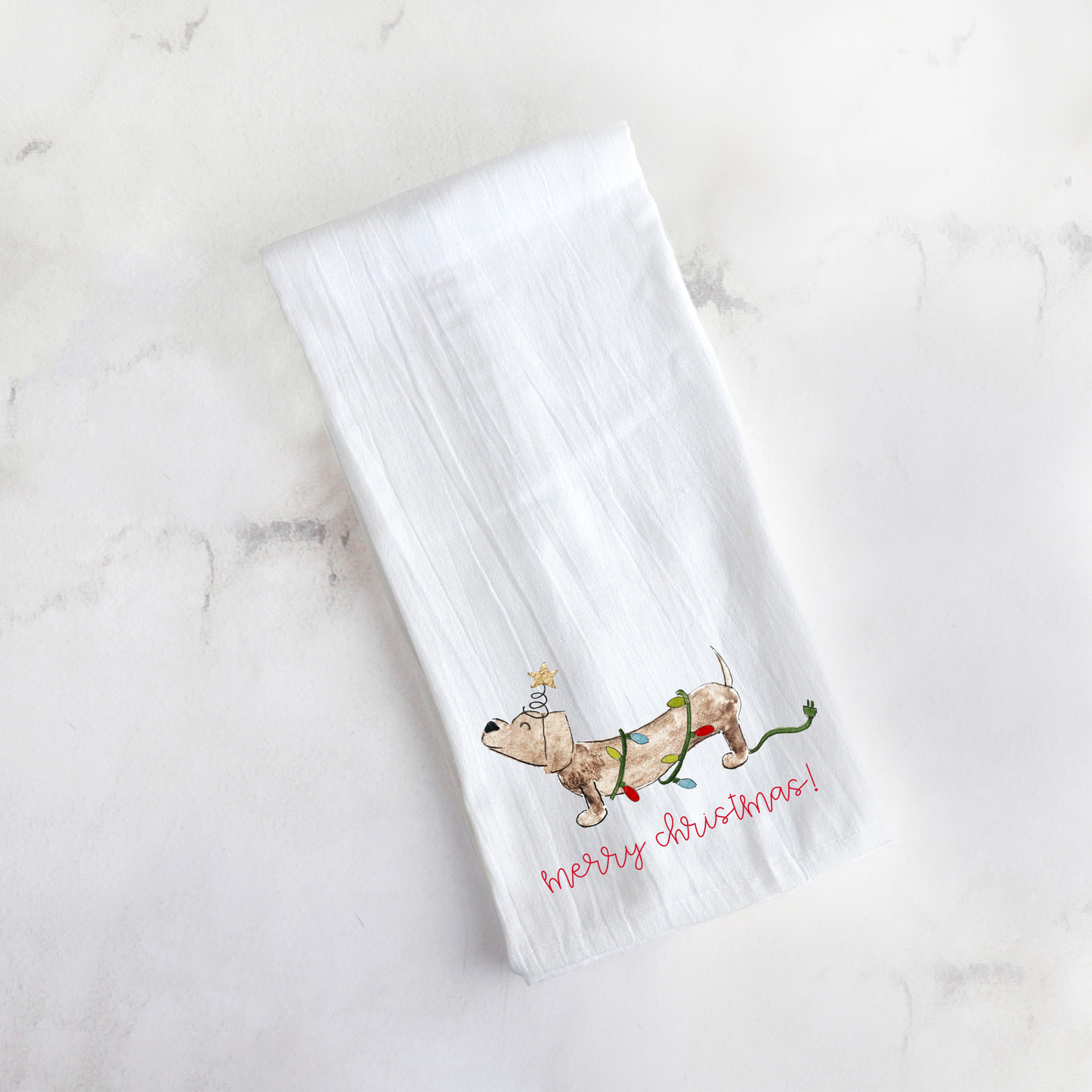 Christmas Dachshund Tea Towel