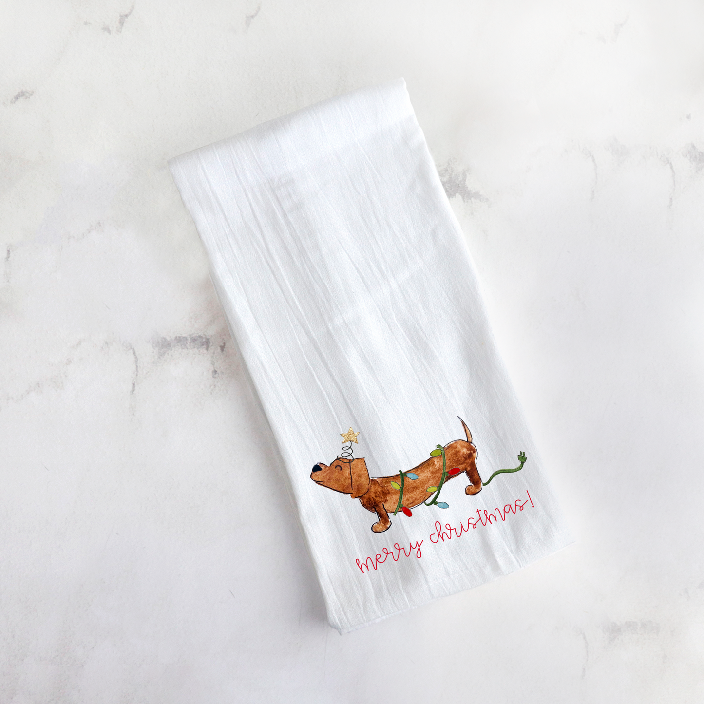 Christmas Dachshund Tea Towel