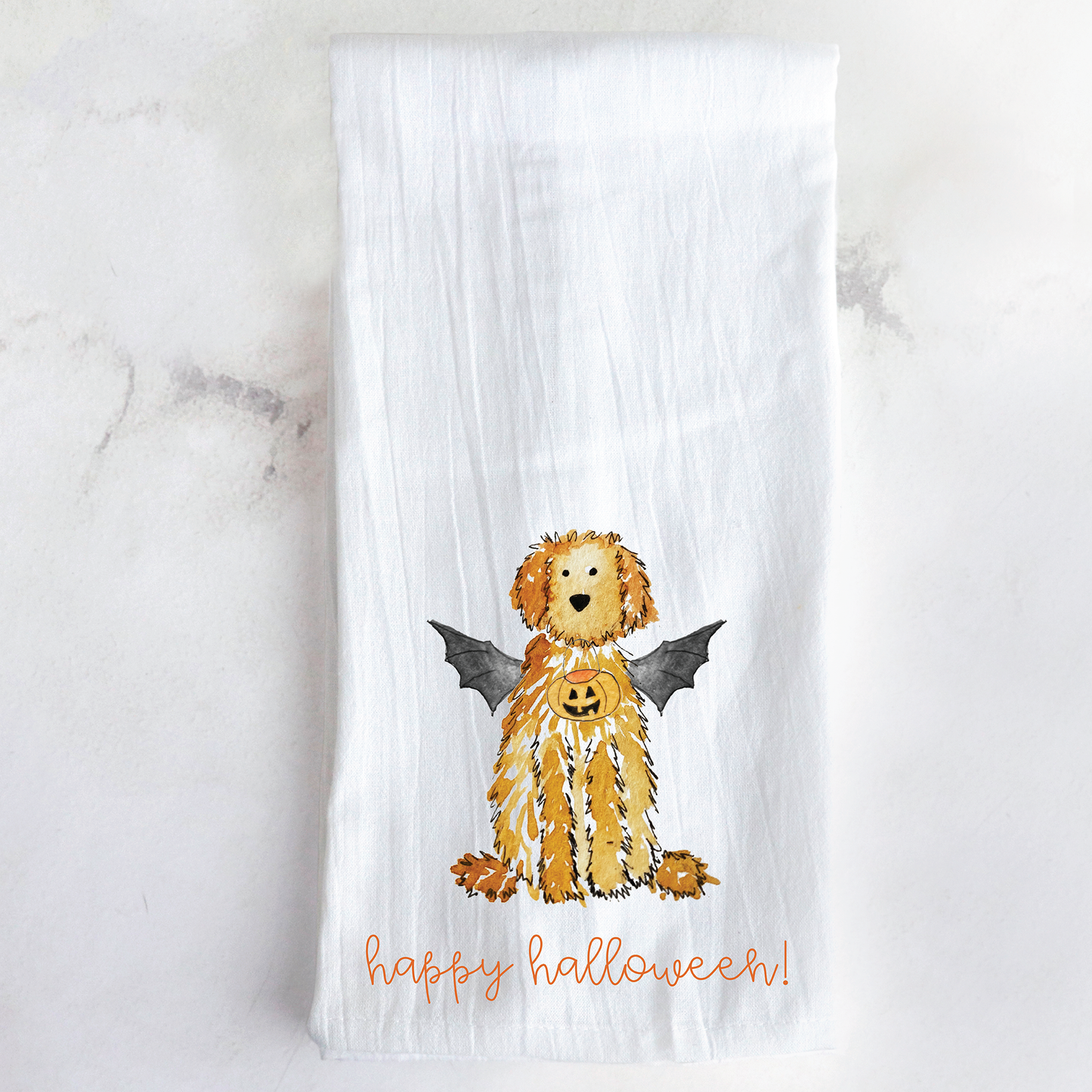 Spooky Halloween Doodle Tea Towel