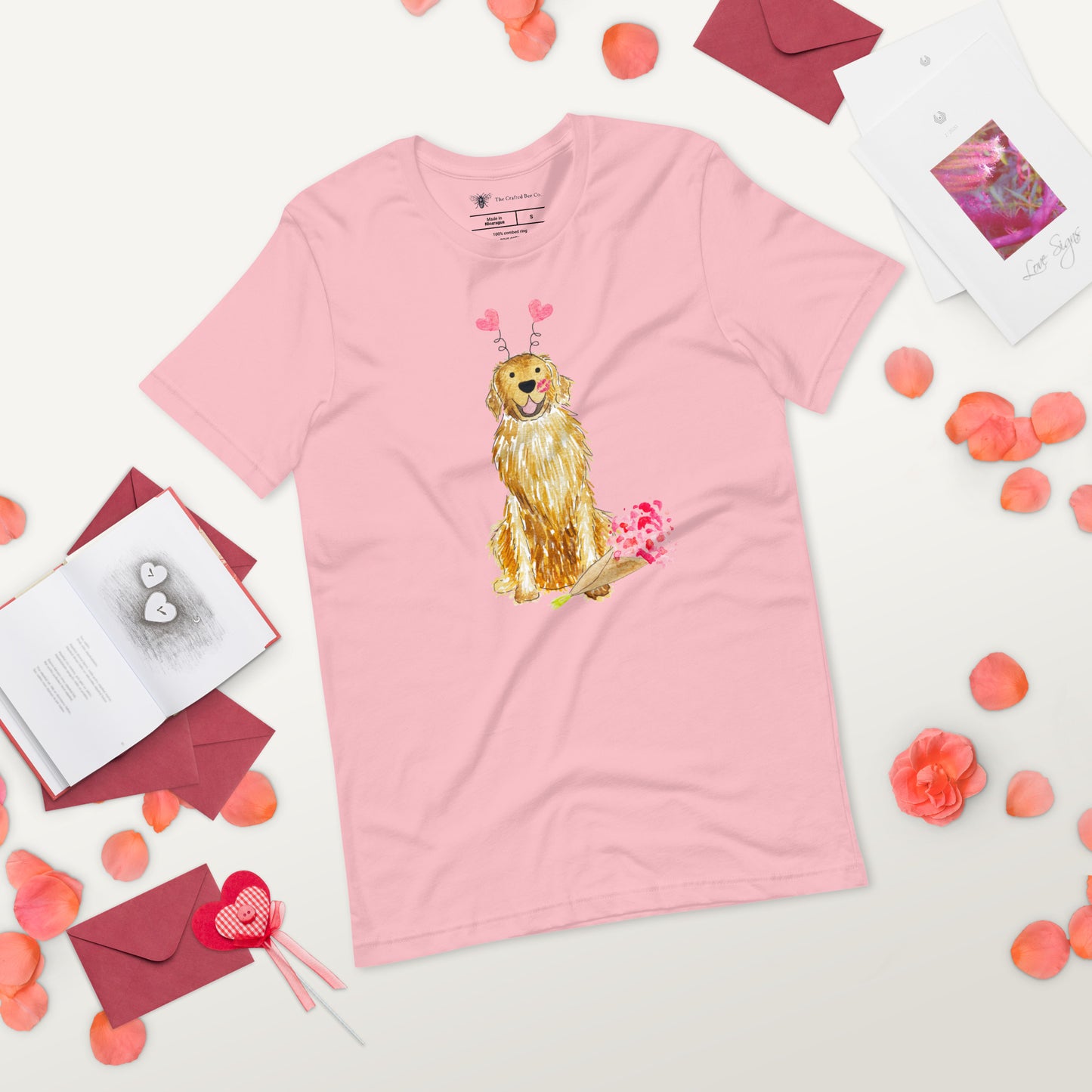 Lovey Dovey Golden Retriever Bella Canvas Tee