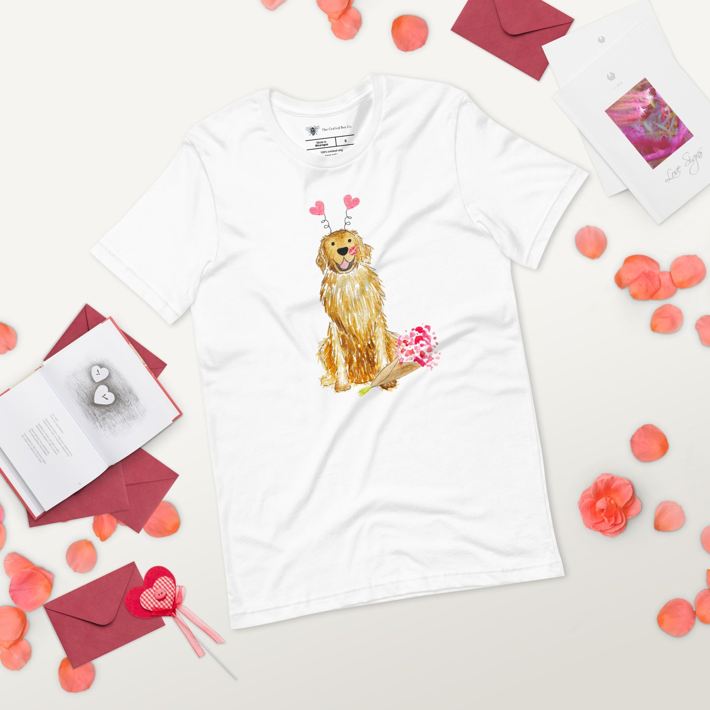 Lovey Dovey Golden Retriever Bella Canvas Tee