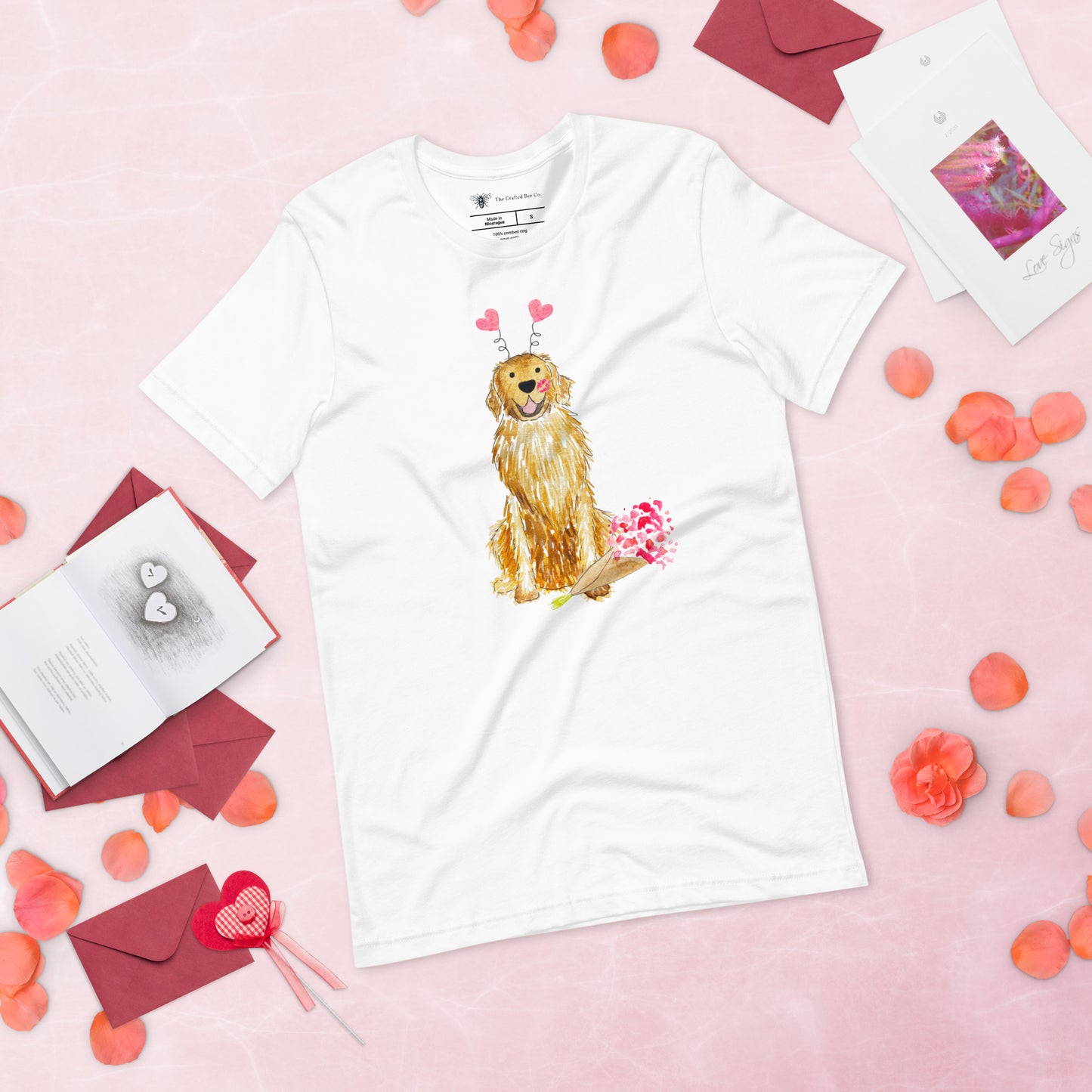 Lovey Dovey Golden Retriever Bella Canvas Tee
