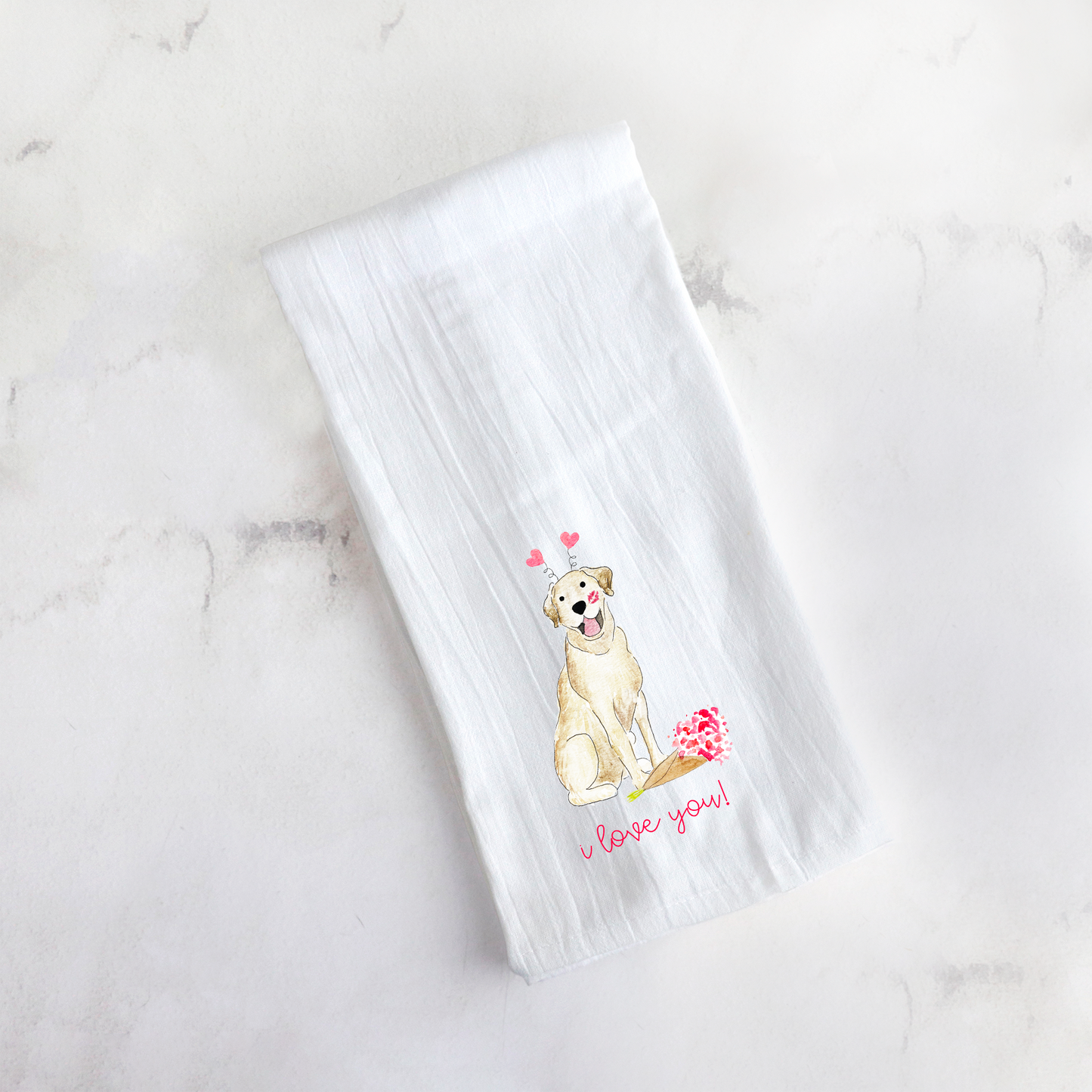 Lovey Dovey Valentine Lab Tea Towel
