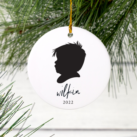 Personalized Silhouette Ceramic Ornament for Children & Pets