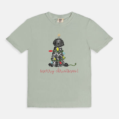 Festive Christmas Black Doodle Comfort Color Tee