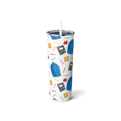 Back to School Pattern Skinny Steel Tumbler