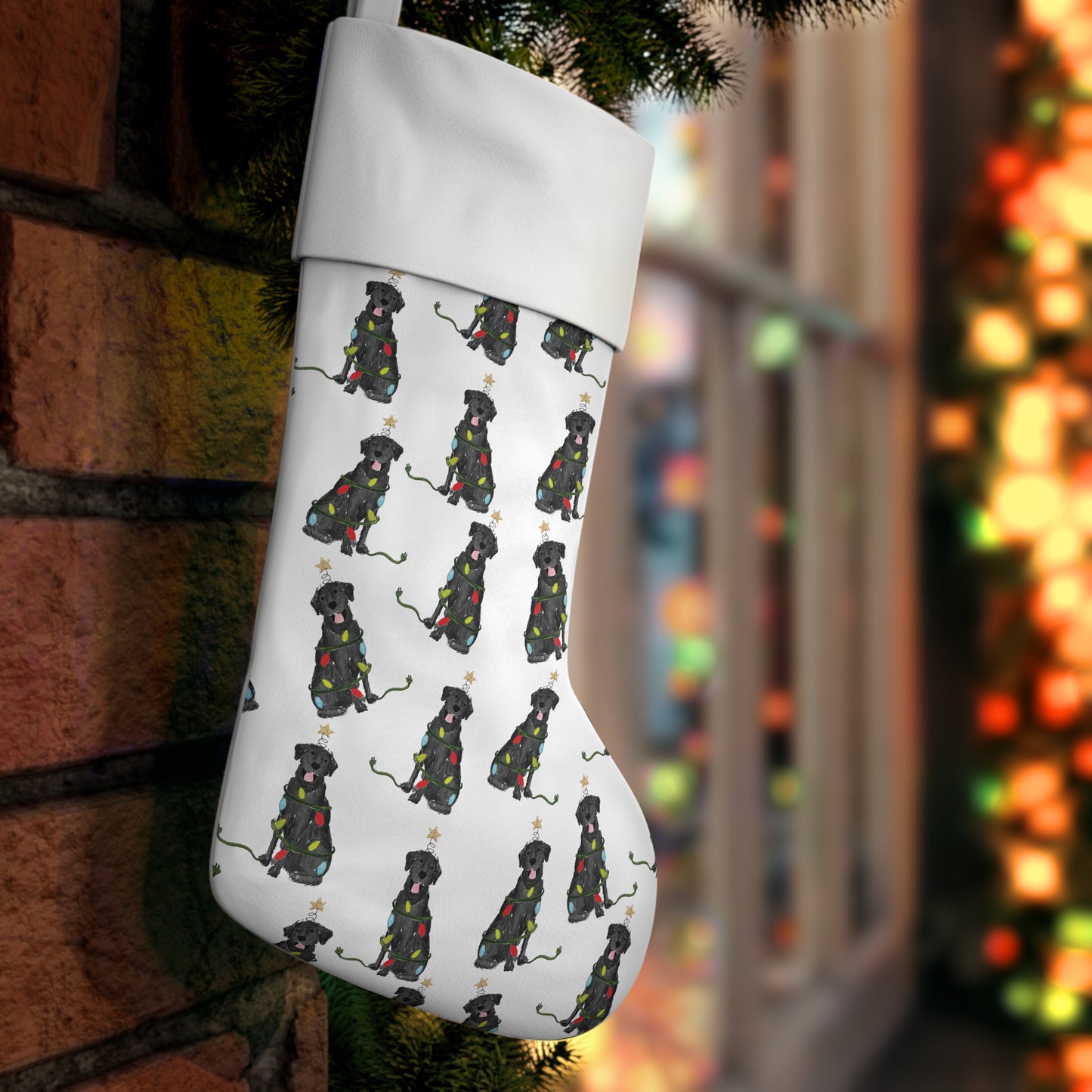 Festive Christmas Black Lab Stocking | Christmas Black Lab Pet Stockings, Christmas Stockings for Dogs