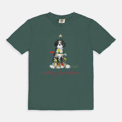 Festive Christmas Bernadoodle Comfort Color Tee