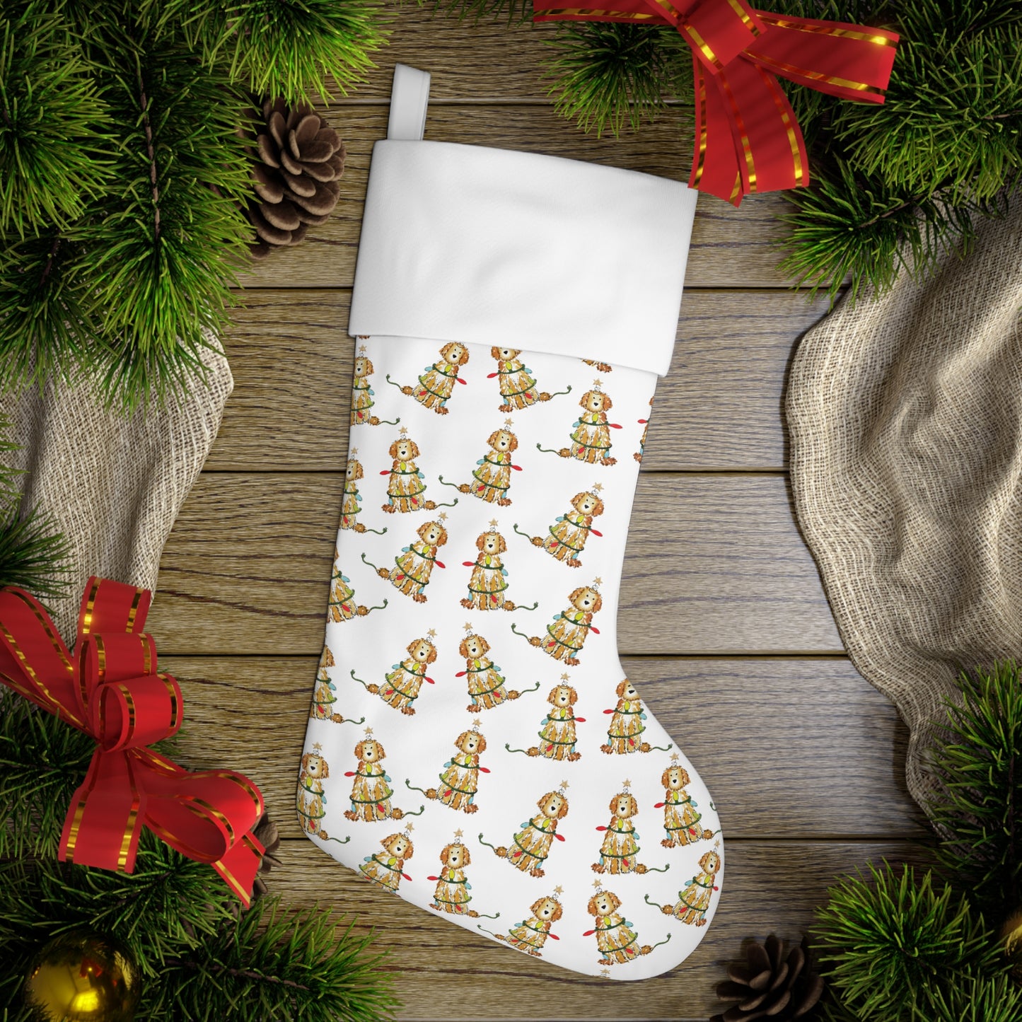 Apricot and Cream Doodle Christmas Stocking