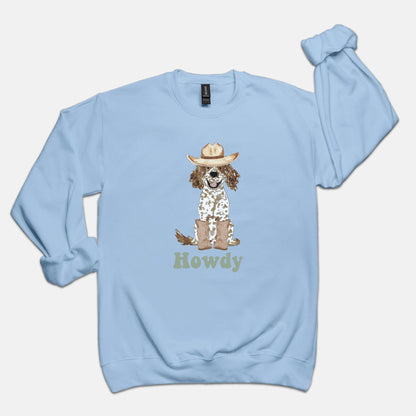 Howdy Cowboy Brown Parti Spaniel Gildan Sweatshirt