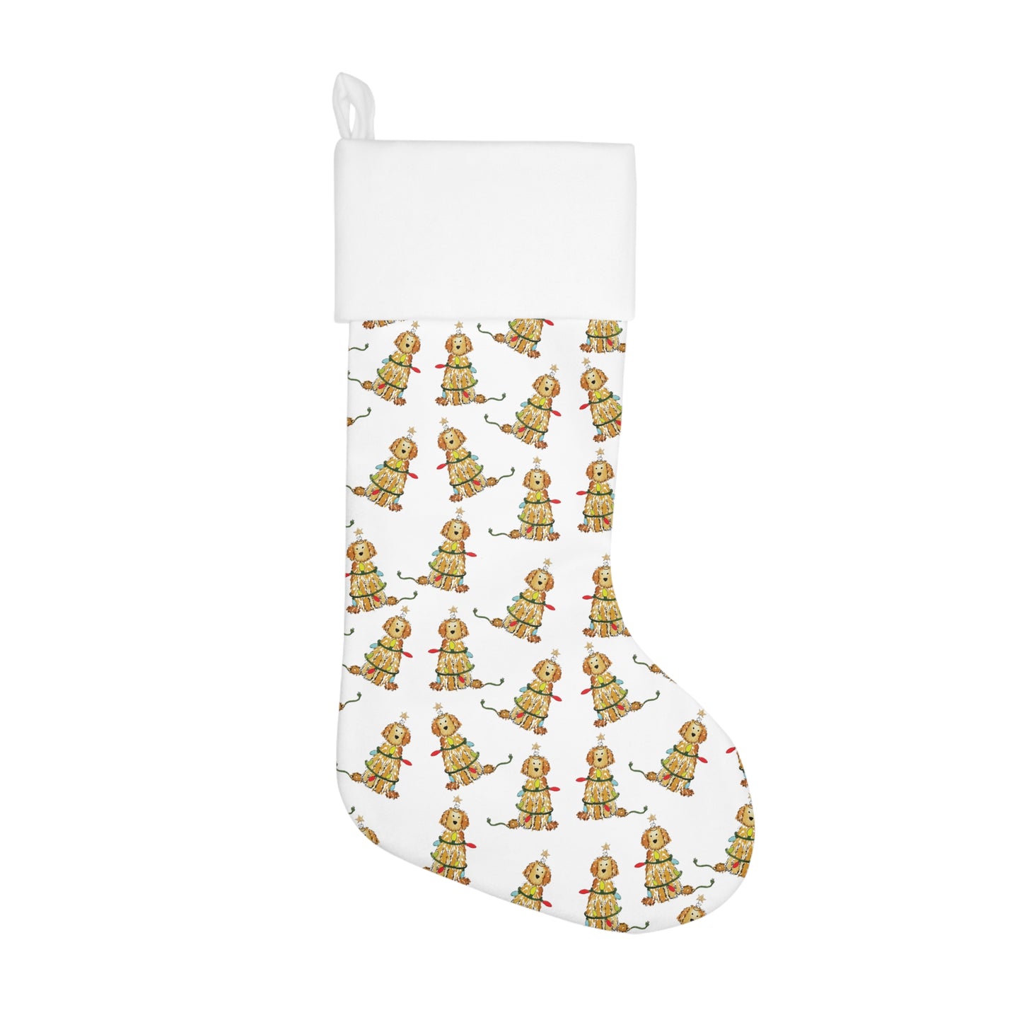 Apricot Doodle Holiday Stocking | Christmas Goldendoodle Pet Stockings, Dog Stocking
