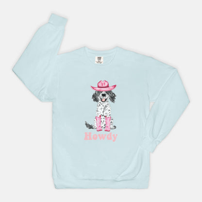 Howdy Cowgirl Spaniel Comfort Color Crewneck Sweatshirt