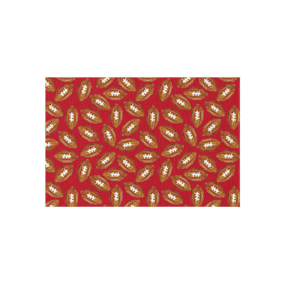 Red Football Pattern Welcome Mat