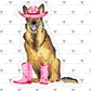 Cowgirl Tan and Black German Shepherd Sticker Decal - 4" x 4"