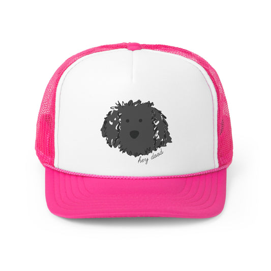 Hey Dood Black Doodle Trucker Cap