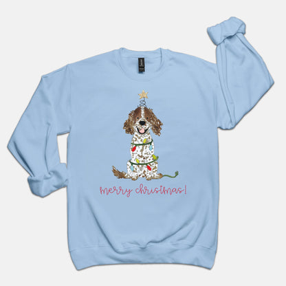 Festive Christmas Brown Parti Spaniel Gildan Sweatshirt