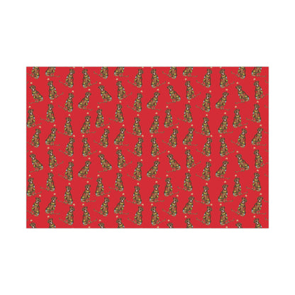 Festive Christmas Chocolate Lab Gift Wrap - Red